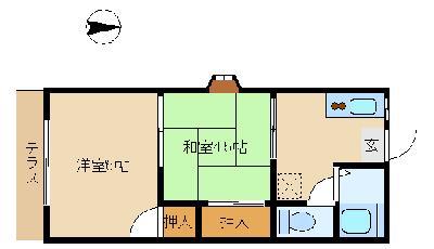 グランデュール鵜の木(2K/1階)の間取り写真