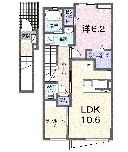 メイ・ガーデン(1LDK/2階)の間取り写真