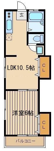 アジュール(1LDK/2階)の間取り写真