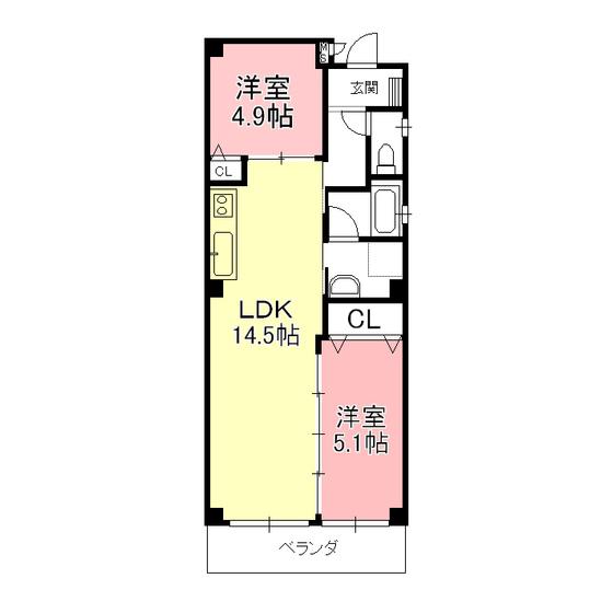 モンテカルロ(2LDK/3階)の間取り写真
