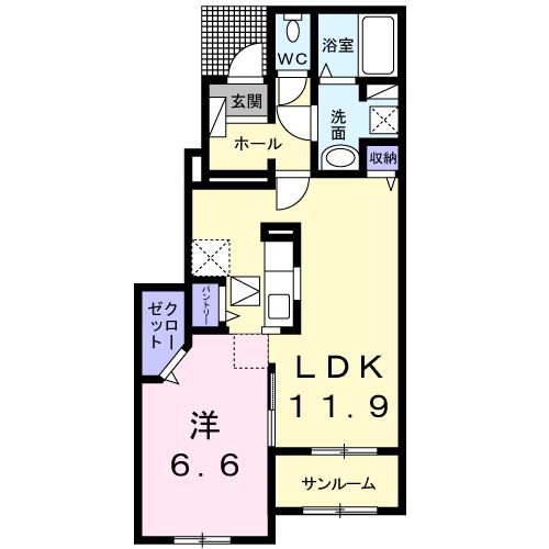 サンリットガーデン今森II(1LDK/1階)の間取り写真