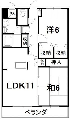 クニヒロマンションH(2LDK/3階)の間取り写真