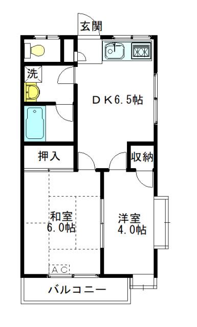 エンジェルパレス(2DK/1階)の間取り写真