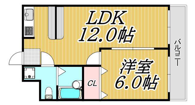 ラポールハルナ(1LDK/3階)の間取り写真