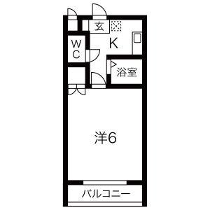 ルミエール垂水(1K/6階)の間取り写真