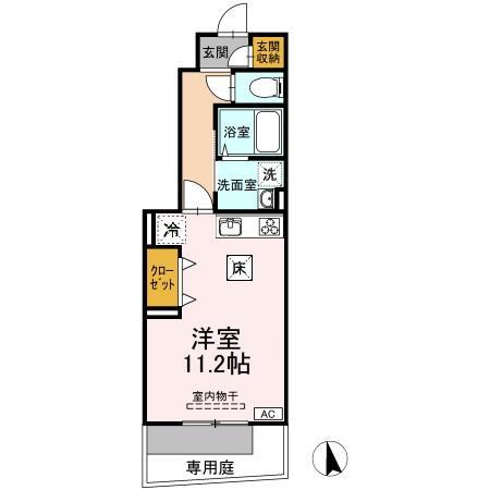 パーチェ津山口(ワンルーム/1階)の間取り写真