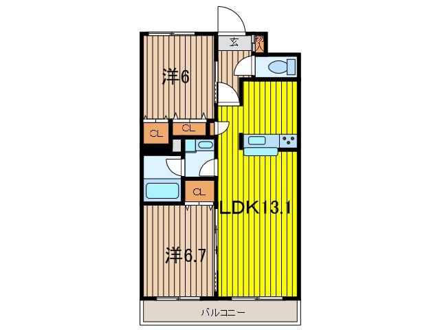 GARDEN VILLA(2LDK/3階)の間取り写真
