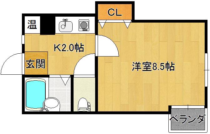 サンビレッジB(1K/2階)の間取り写真