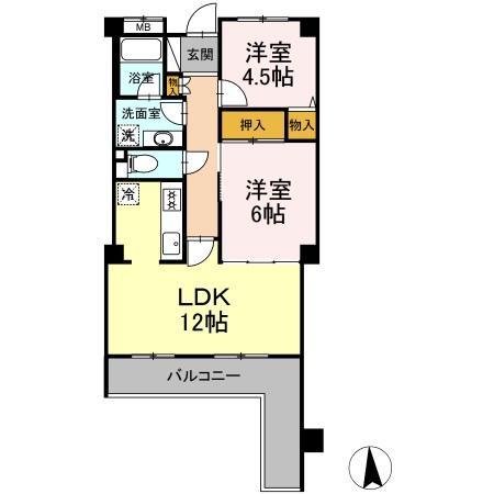 ジャルダン桜町(2LDK/4階)の間取り写真