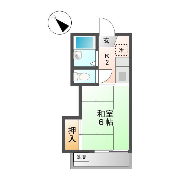 アメニティ押谷(1K/2階)の間取り写真