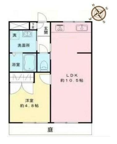 調布スカイハウス(1LDK/1階)の間取り写真