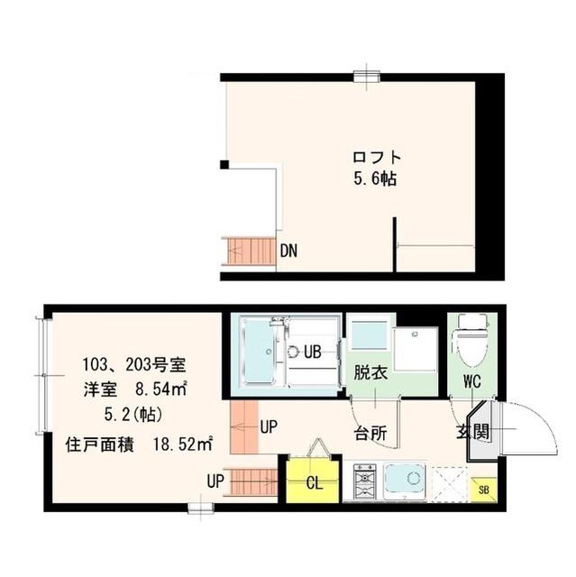 FIORIREII(1K/2階)の間取り写真