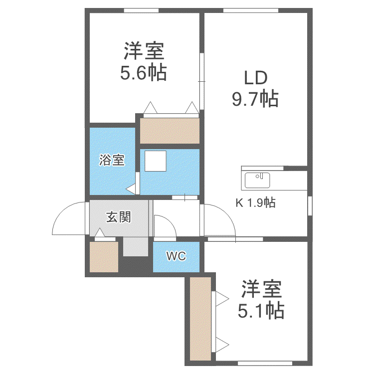 ケイメゾンワン(2LDK/4階)の間取り写真