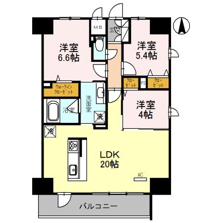 グラン ラヴィ レジデンス(3LDK/12階)の間取り写真