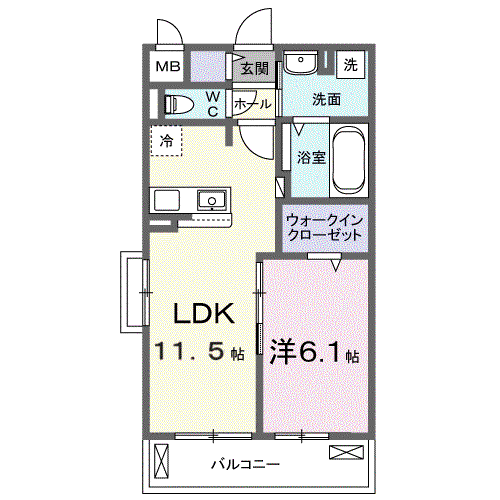 ブライトリーフ(1LDK/3階)の間取り写真