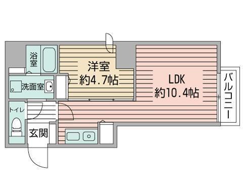 ビッグタワー大通公園(1LDK/9階)の間取り写真