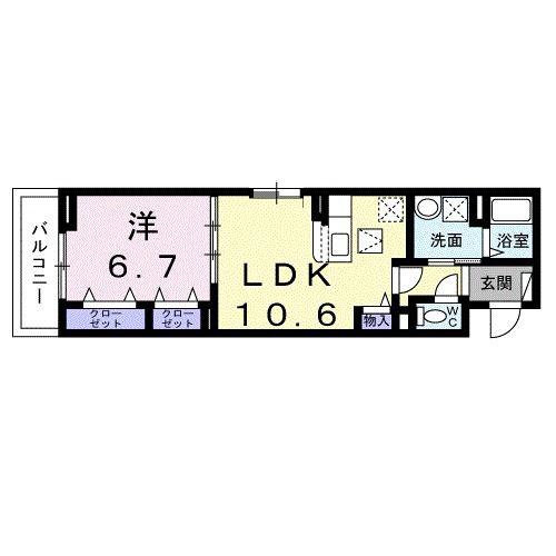 ハーベス アイ(1LDK/1階)の間取り写真