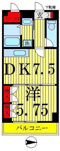 パークタウンII(1DK/8階)の間取り写真