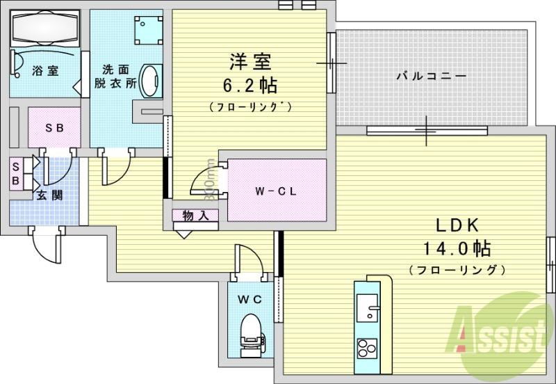 ホークレスト(1LDK/2階)の間取り写真