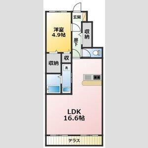 ブルーパレス(1LDK/1階)の間取り写真