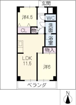 ロイヤル香流(2LDK/2階)の間取り写真