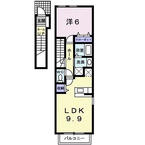ミッドランドクレスト(1LDK/2階)の間取り写真