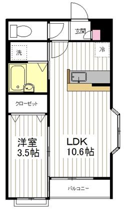 ショコラハウスIII(1LDK/2階)の間取り写真