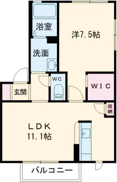 サクラージュII D(1LDK/2階)の間取り写真