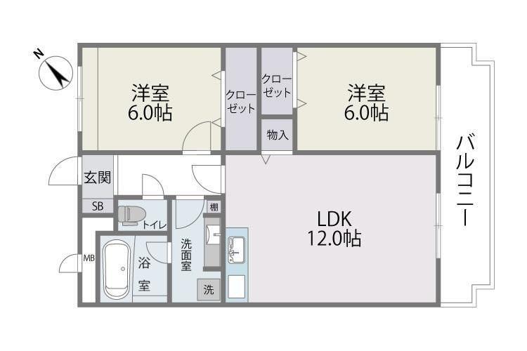 ヒルズウォークK(2LDK/4階)の間取り写真