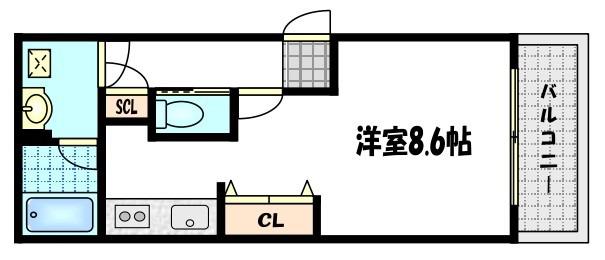 アチーブ下津林(1K/2階)の間取り写真