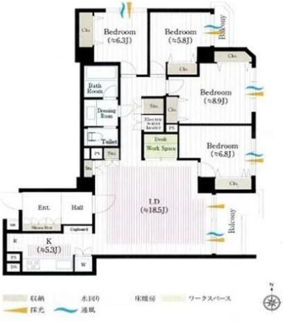 ルミナス一番町(4LDK/4階)の間取り写真