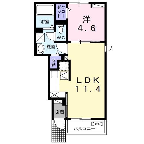 LA PACE(1LDK/1階)の間取り写真