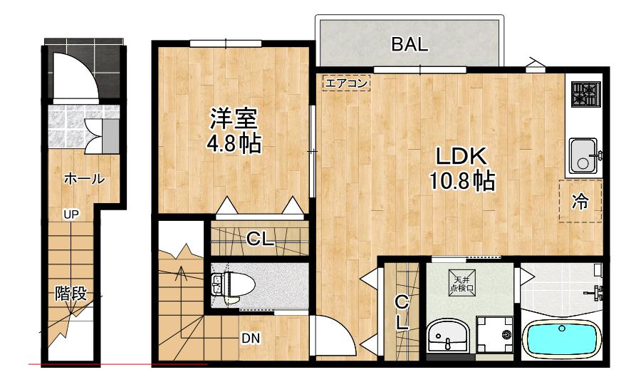 AETAS TERRACE(1LDK/2階)の間取り写真