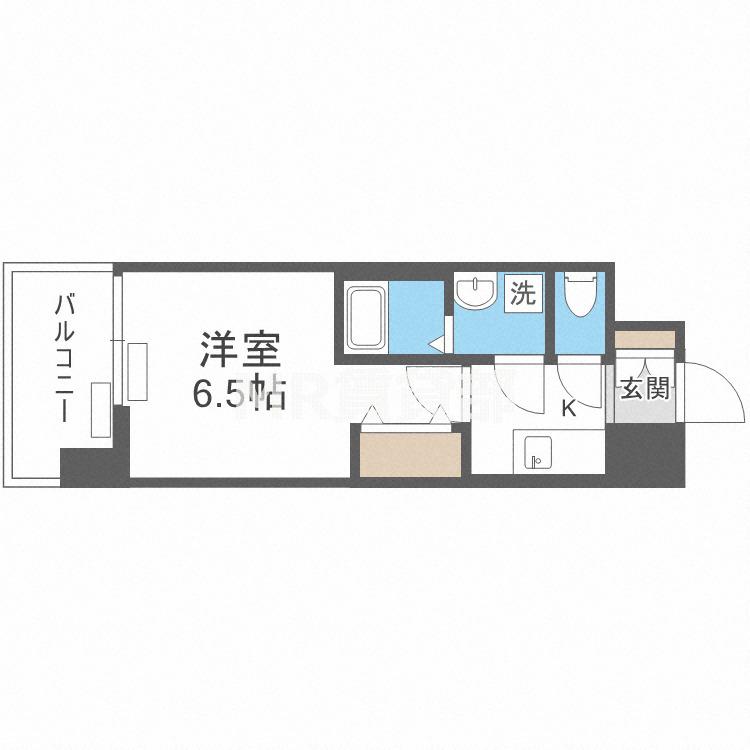 レジュールアッシュ都島ヴェルクレール(1K/7階)の間取り写真