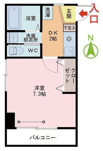 コム・シエ・ソワ(1DK/2階)の間取り写真