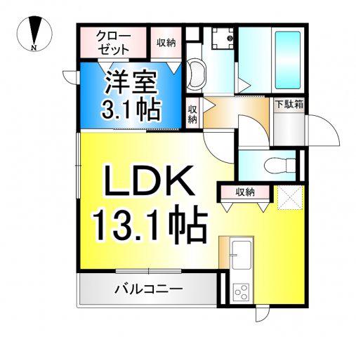 エイト クラウド(1LDK/1階)の間取り写真