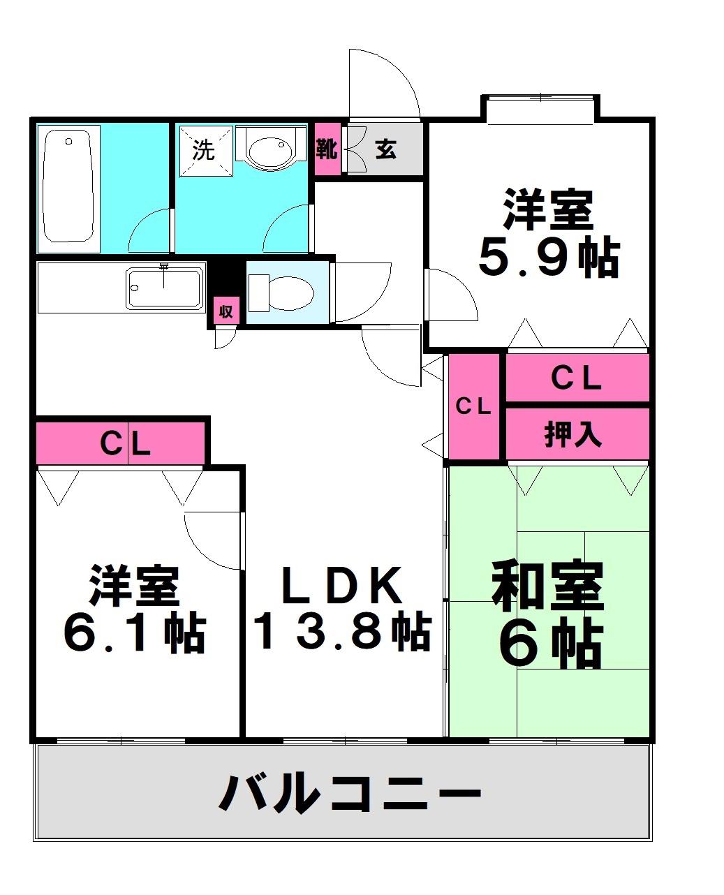 リヴェール(3LDK/6階)の間取り写真