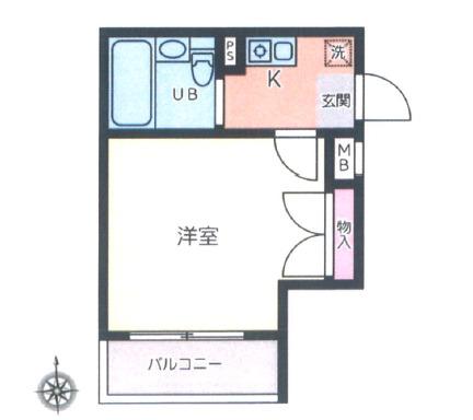 スカイコート戸田公園第4(1K/2階)の間取り写真