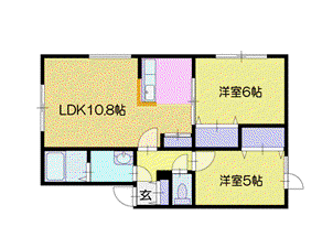 コモンセージ恵庭(2LDK/2階)の間取り写真