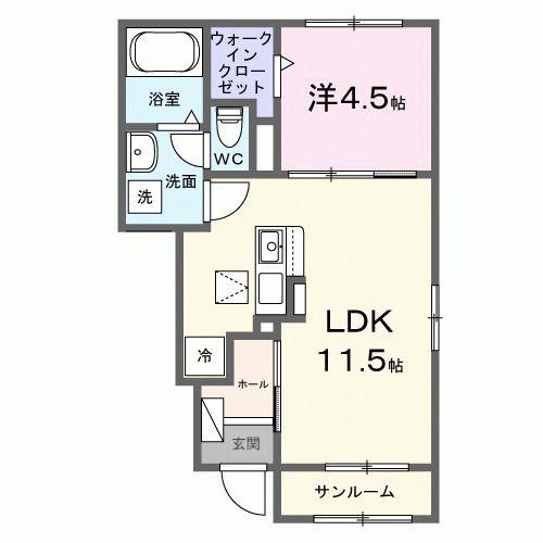 ロイヤルIV(1LDK/1階)の間取り写真
