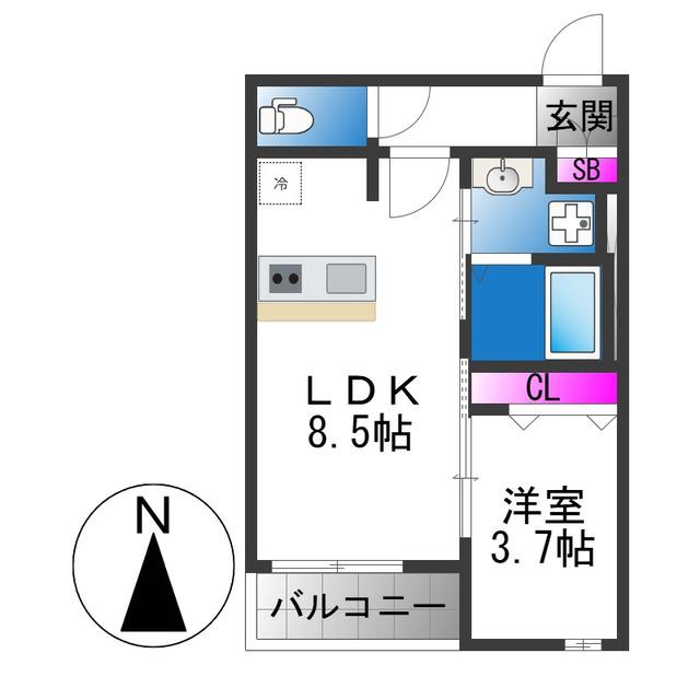 SIERRA深江南(1LDK/1階)の間取り写真