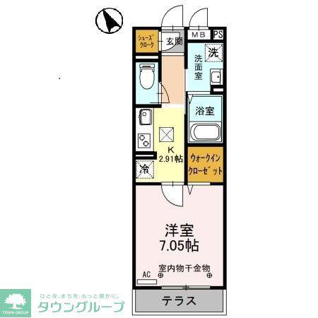 アルカンシェル(1K/1階)の間取り写真