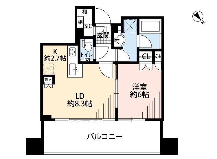 SKY FOREST RESIDENCE(1LDK/22階)の間取り写真