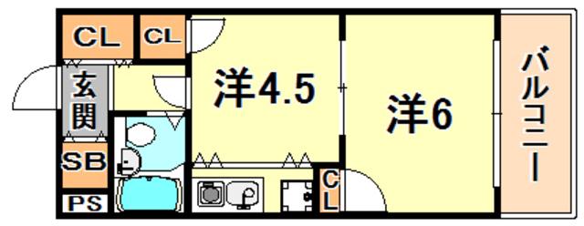 ライオンズスクエア神戸元町(1DK/9階)の間取り写真