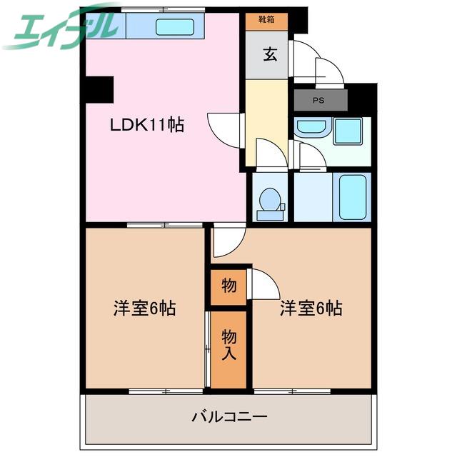 シャンボール西浦(2LDK/9階)の間取り写真