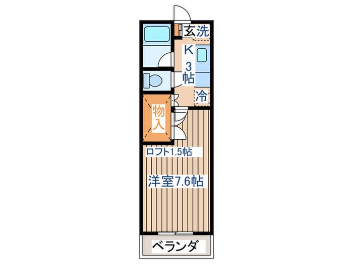 リトルリバ-(1K/2階)の間取り写真