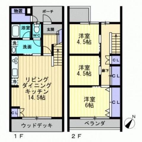 クレル後楽園(3LDK/1階)の間取り写真
