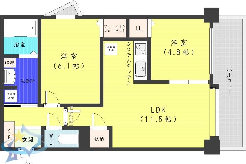 PRIME URBAN北3条通(2LDK/8階)の間取り写真