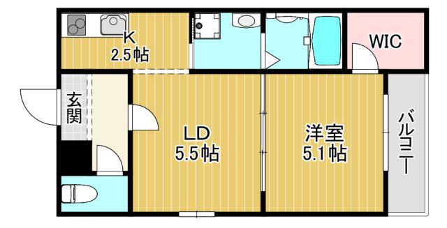 フジパレス城東東中浜(1LDK/2階)の間取り写真