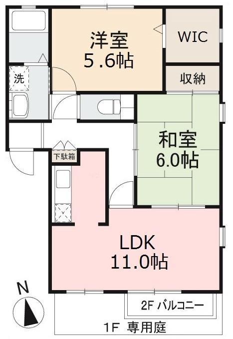 フォブールマルサンA・B・C(2LDK/1階)の間取り写真